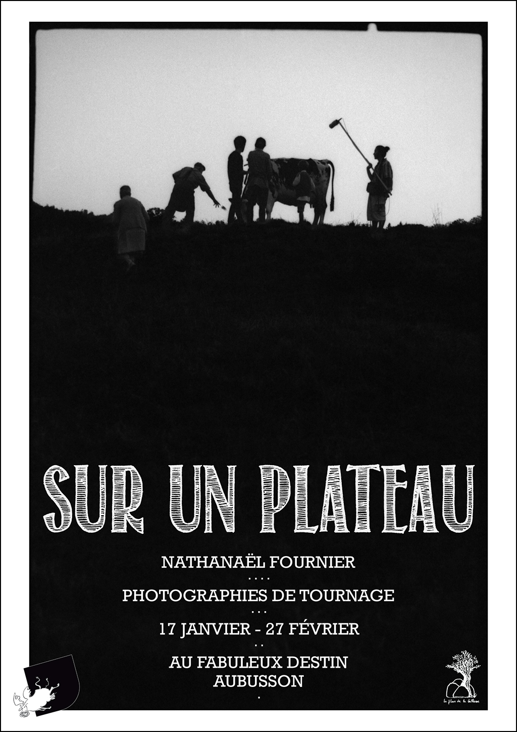 Affiche Exposition "Sur un plateau" de Nathanael Fournier Fabuleux Destin Aubusson Janvier-Février 2025
