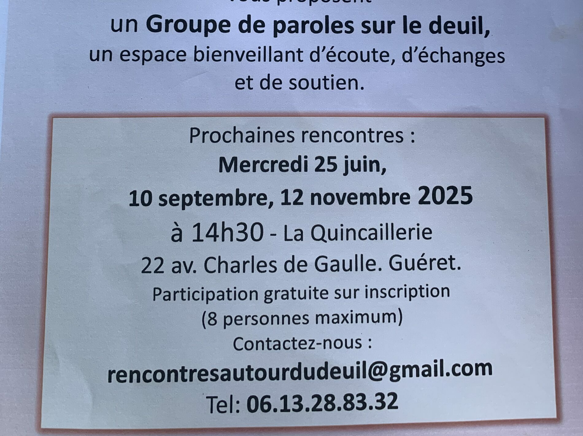 Rencontres deuil gueret